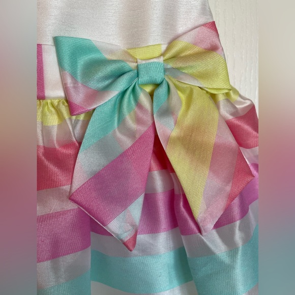 NWOT Rare Editions Pastel Striped Party Dress - Picture 4 of 8